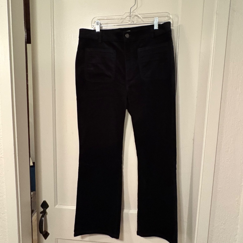 NWT ANN TAYLOR Weekend Collection Wide Leg Pants in Black Stretch Velvet Size 12